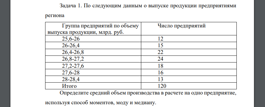 По следующим данным о выпуске продукции предприятиями региона Группа предприятий по объему выпуска продукции, млрд. руб