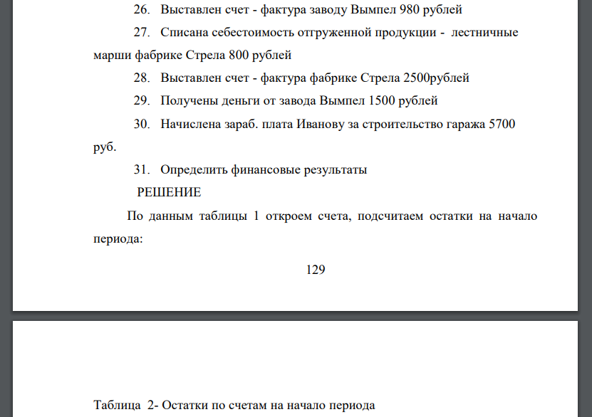 Получен от ЖБИ цемент 500 кг по цене 6 рубля 2. Получен кирпич от кирпичного завода 1000 шт. по цене 12 руб. за шт