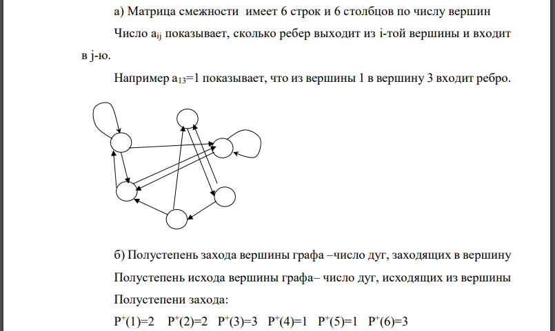 Орграф задан своей матрицей смежности. а) Нарисовать орграф б) Найти полустепени и степени вершин в) Записать матрицу инцидентности