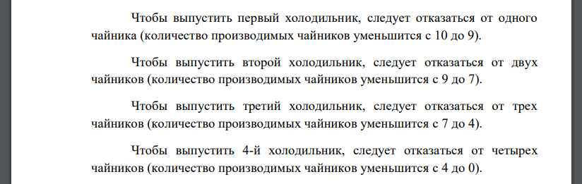 Дана таблица производственных возможностей выпуска холодильников и чайников. Начертить кривую производственных возможностей