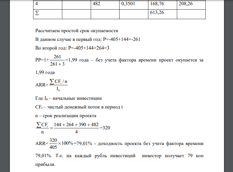 I0=405 CF1=144 CF2=264 CF3=390 CF4=482 R=30% 24 Найти: PP, ARR, DPP, NPV, PI, IRR