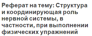 Реферат на тему: Структура и координирующая роль нервной системы, в частности, при выполнении физических упражнений