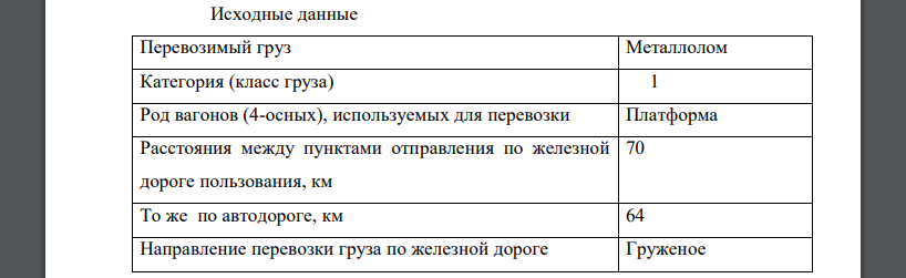 На основе технико-экономических расчетов выбрать наиболее эффективный вид транспорта (железнодорожный или автомобильный)