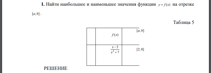 Найти наибольшее и наименьшее значения функции y=f(x) на отрезке [a; b] .