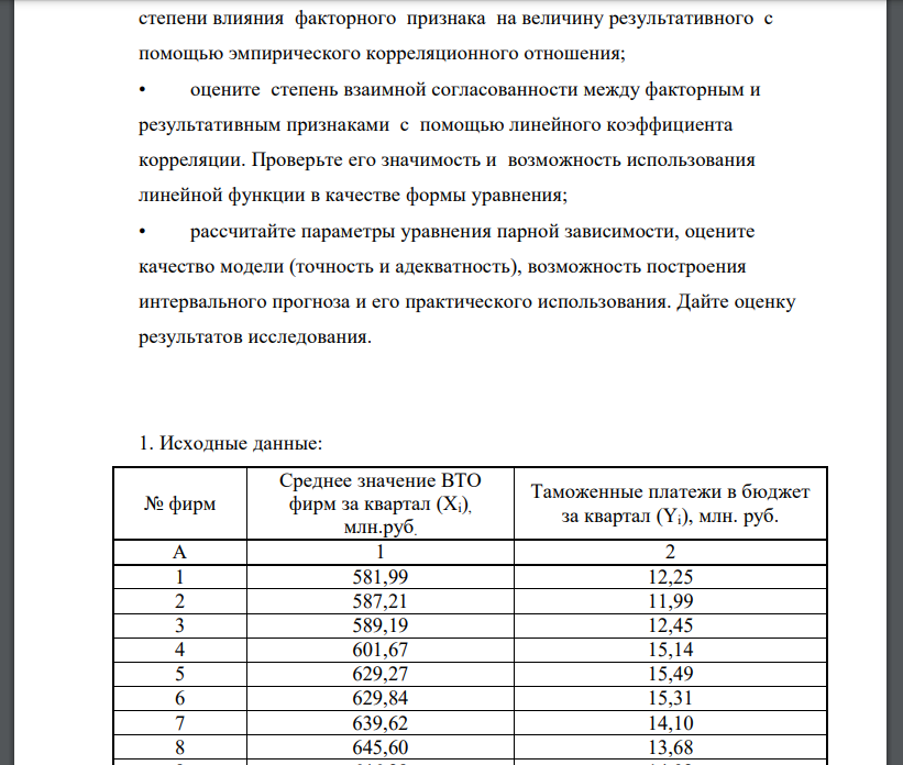 Введите исходные данные в компьютер (номер варианта задания, отраженный в таблицах исходных данных, и порядковый номер фамилии студента в журнале группы совпадают). 2. Осуществите проверку первичной информации по факторному признаку на однородность