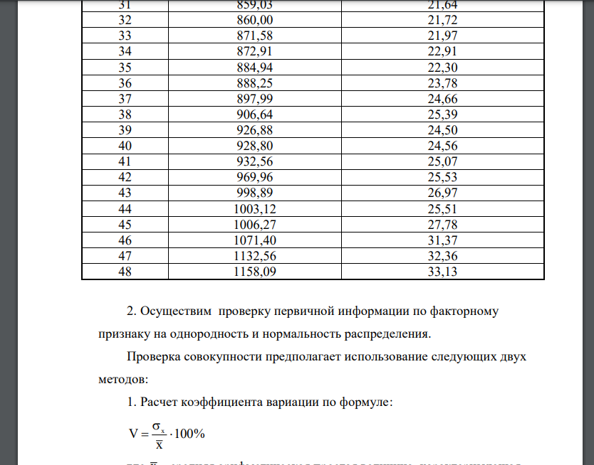 Введите исходные данные в компьютер (номер варианта задания, отраженный в таблицах исходных данных, и порядковый номер фамилии студента в журнале группы совпадают). 2. Осуществите проверку первичной информации по факторному признаку на однородность