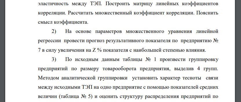 По группе предприятий имеются следующие данные: На основе выше представленных результатов 15 % выборочного обследования ТЭП