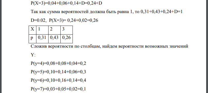 Двумерная случайная величина задана таблицей распределения Найти величину D, одномерные распределения составляющих, проверить