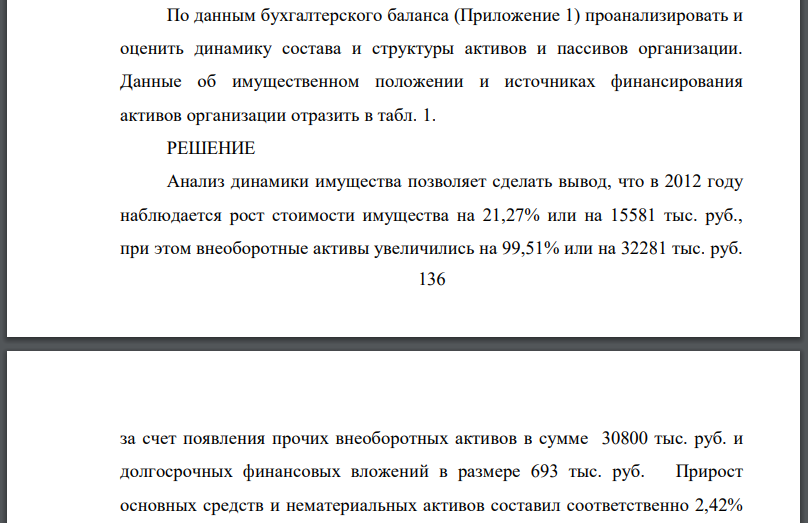 По данным бухгалтерского баланса (Приложение 1) проанализировать и оценить динамику состава и структуры активов и пассивов организации.