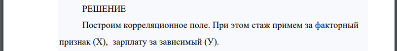 Необходимо проанализировать корреляционную связь между уровнем заработной платы работников и их стажем. Данные о заработной плате