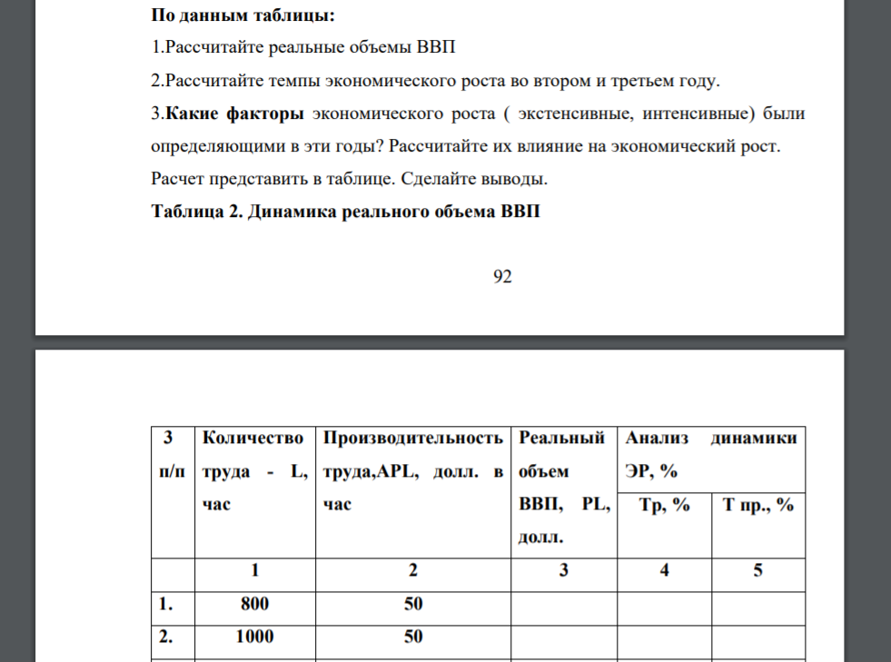 По данным таблицы: 1.Рассчитайте реальные объемы ВВП 2.Рассчитайте темпы экономического роста во втором и третьем году. 3.Какие факторы экономического роста