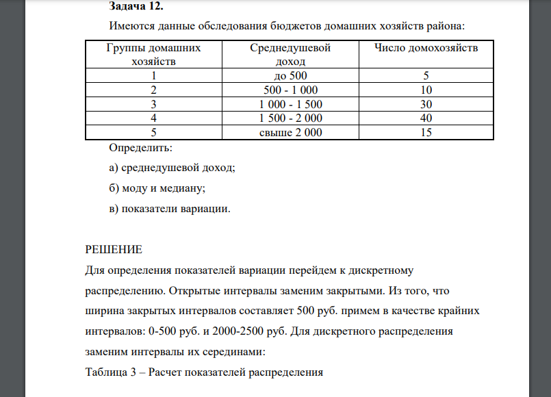 Имеются данные обследования бюджетов домашних хозяйств района: Группы домашних хозяйств