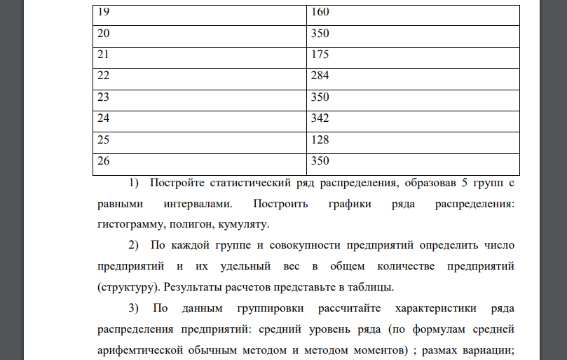 Имеются выборочные данные (выборка 5%-ная механическая) по 26 предприятиям за отчетный год