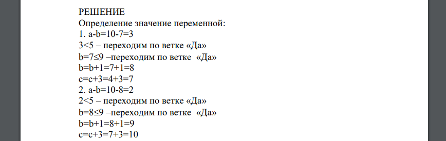 Задана блок-схема. Определить значение переменной. По блоксхеме написать программу