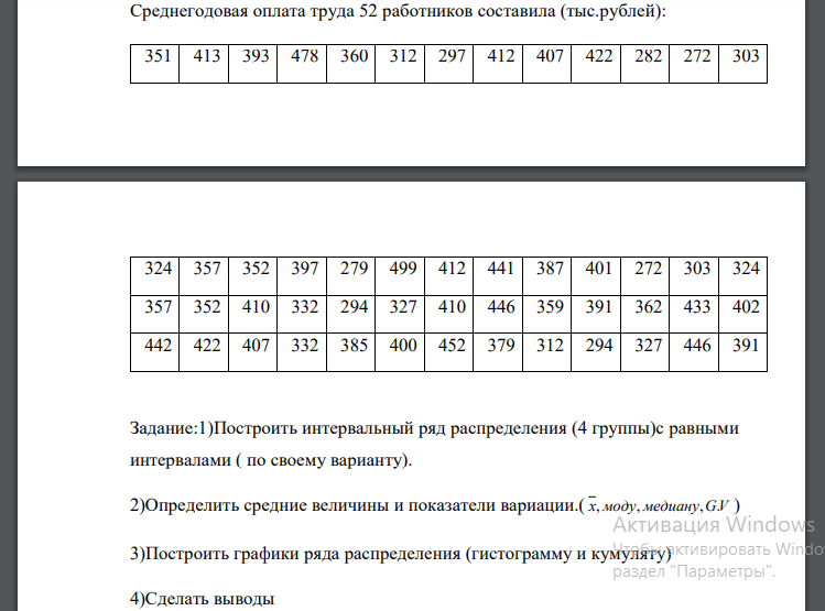 Построить интервальный ряд распределения (4 группы)с равными интервалами