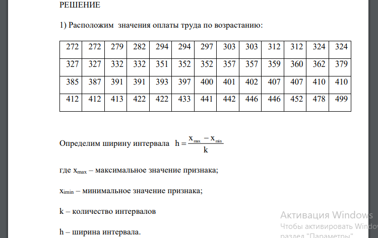 Построить интервальный ряд распределения (4 группы)с равными интервалами