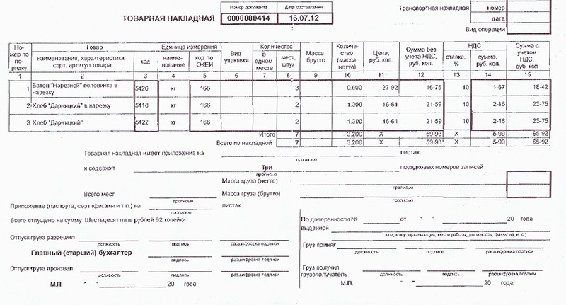 Товарная накладная образец в аптеке