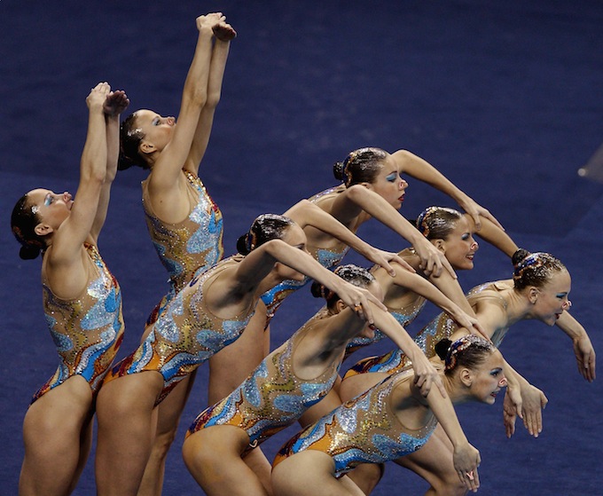 The Russia Federation team compete in the Synchronized Swimming Team.jpg