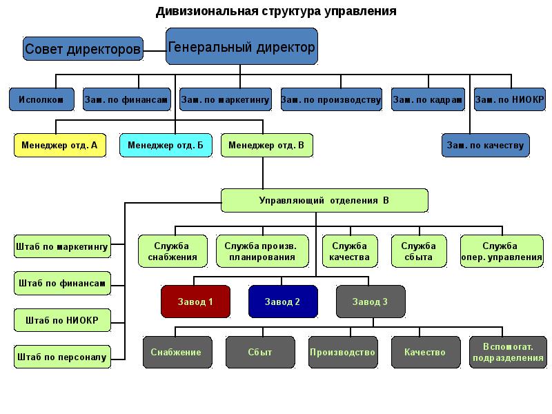 Дивизиональная структура организации схема