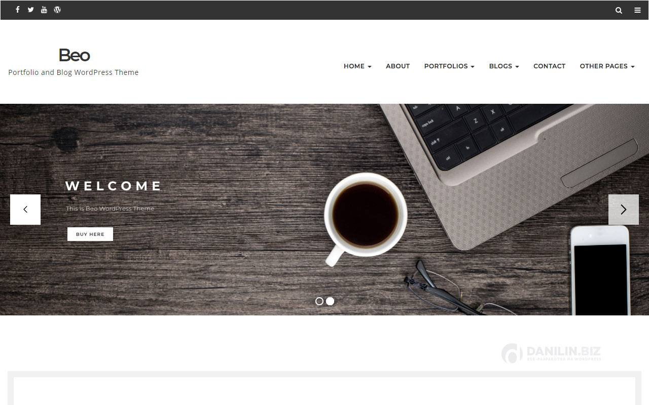 17. Beo — блоговая тема с поддержкой портфолио