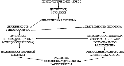 СХЕМА РАЗВИТИЯ СОМАТИЧЕСКОГО ЗАБОЛЕВАНИЯ ВЫЗВАННОГО НЕРВНЫМ ПЕРЕНАПРЯЖЕНИЕМ (СТРЕССОМ) 