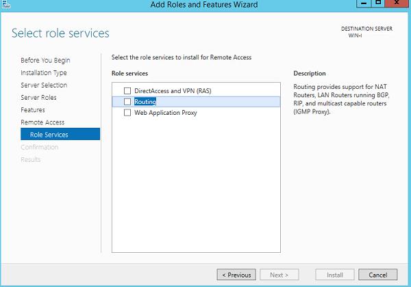 Установка службы маршрутизации на Windows Server 2012 R2