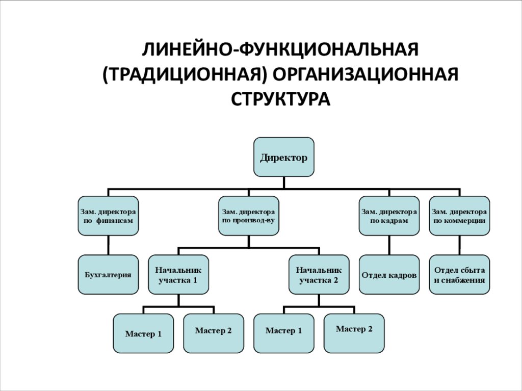 Линейно функциональная структура управления схема пример