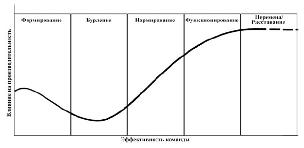 Сколько существует стадий развития команды проекта