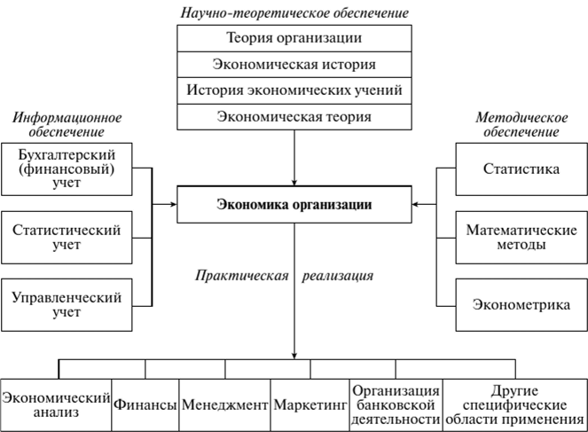 Схема взаимосвязи экономики организации с другими областями (дисциплинами) экономической науки