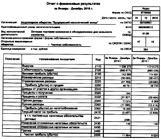 Годовой отчет ао образец