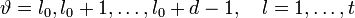 \vartheta = l_0,l_0+1,\dots,l_0+d-1,\quad l=1,\ldots,t