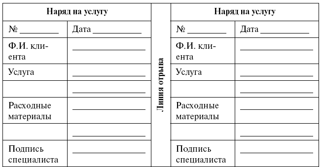 Карта клиента салона красоты образец