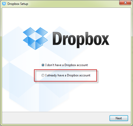 выбор состояния аккаунта dropbox